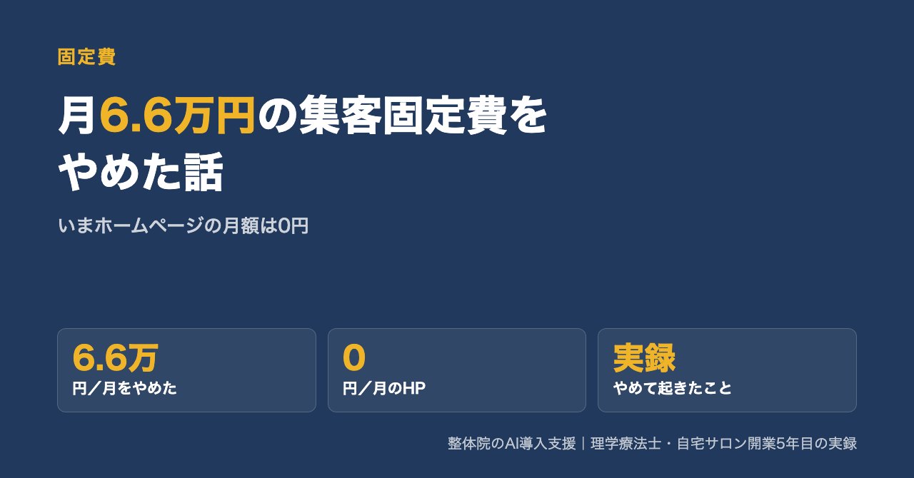 月6.6万円の集客固定費をやめた話——いまHPの月額は0円です